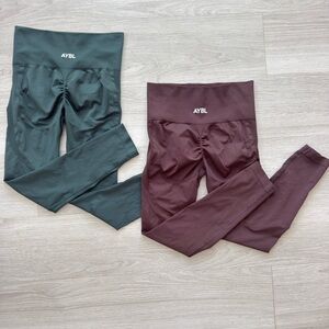 AYBL Women's Leggings - Forest Green and Burgundy